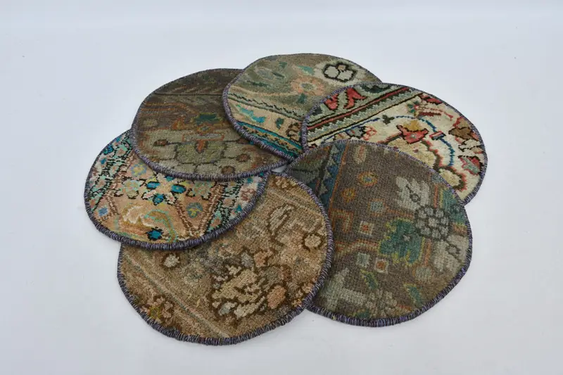 Mantel individual bohemio con círculo naranja y bronce, mantel individual de algodón y lana