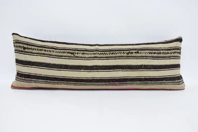 30x90 cm Woven Vintage Cushion Cover, Striped Moroccan DesignerBlack Pillow Sham - 1