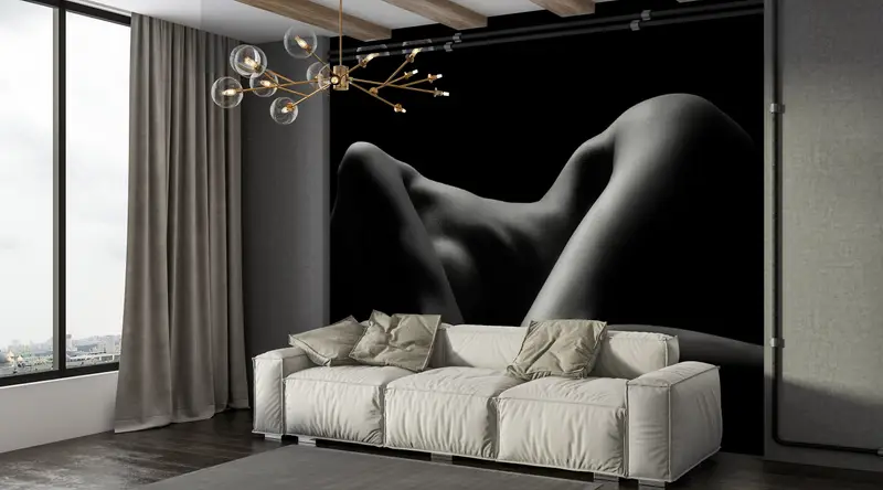 Sexy Girl Wall Paper, Bedroom Wall Art, Modern Wall Paper, Bright Wall Paper, Wall Paper Peel and Stick, Nude Woman Wall Painting, Mature - 2
