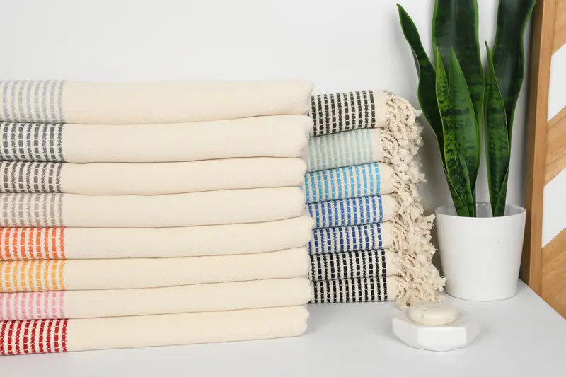Summer Towel, Quick-Dry Beach Towel, Peshtemal Towel, Sand-Resistant Peshtemal, 70x36 Cotton Striped Towel, Handmade Gift, Absorbent Turkish towel - 2
