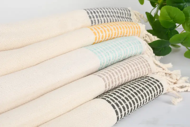 Summer Towel, Quick-Dry Beach Towel, Peshtemal Towel, Sand-Resistant Peshtemal, 70x36 Cotton Striped Towel, Handmade Gift, Absorbent Turkish towel - 3
