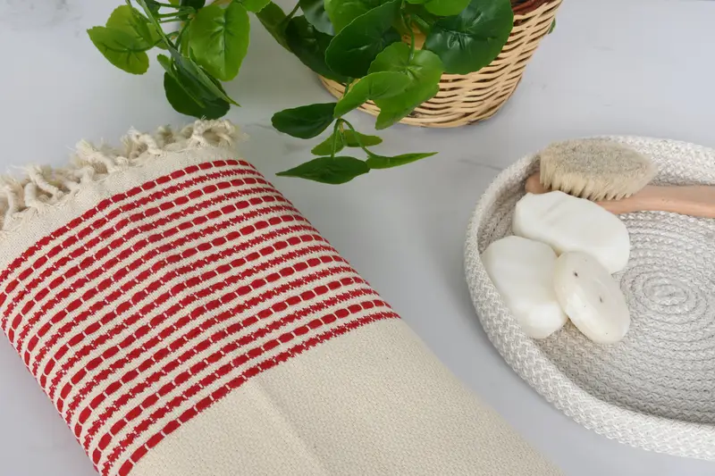 Summer Towel, Quick-Dry Beach Towel, Peshtemal Towel, Sand-Resistant Peshtemal, 70x36 Cotton Striped Towel, Handmade Gift, Absorbent Turkish towel - 6