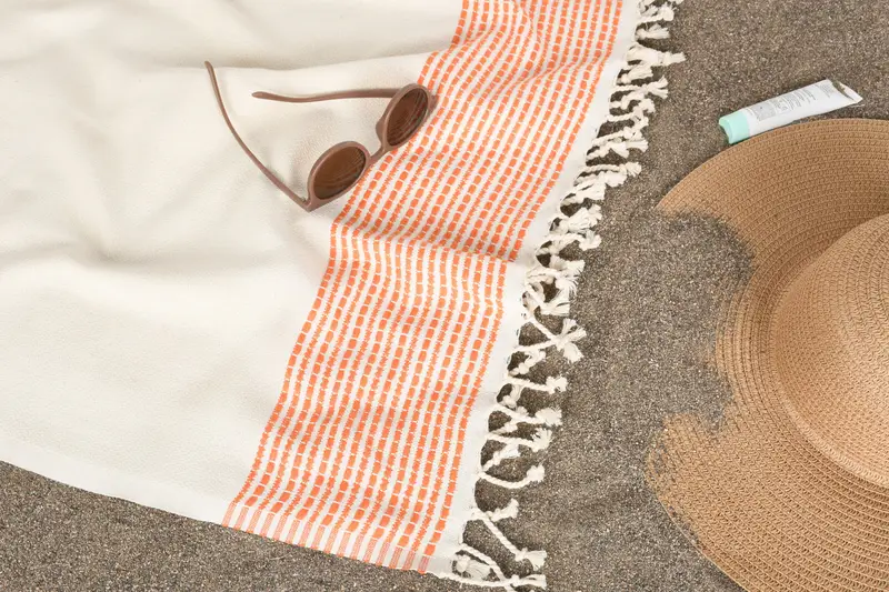 Summer Towel, Quick-Dry Beach Towel, Peshtemal Towel, Sand-Resistant Peshtemal, 70x36 Cotton Striped Towel, Handmade Gift, Absorbent Turkish towel - 7