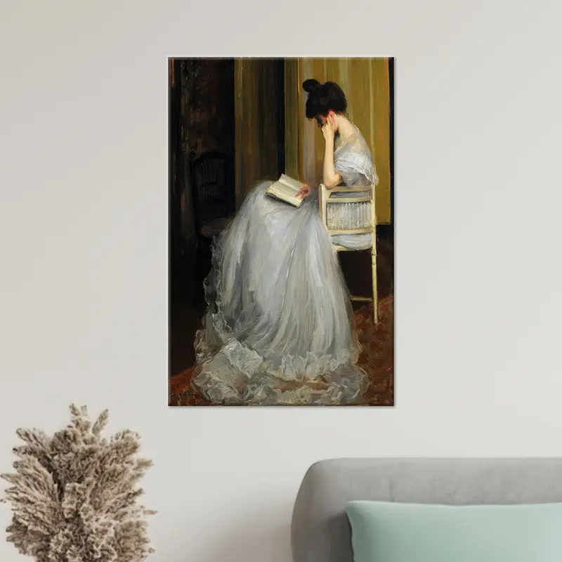 Vintage Woman Reading Book Canvas Print - Elegant Wall Art
