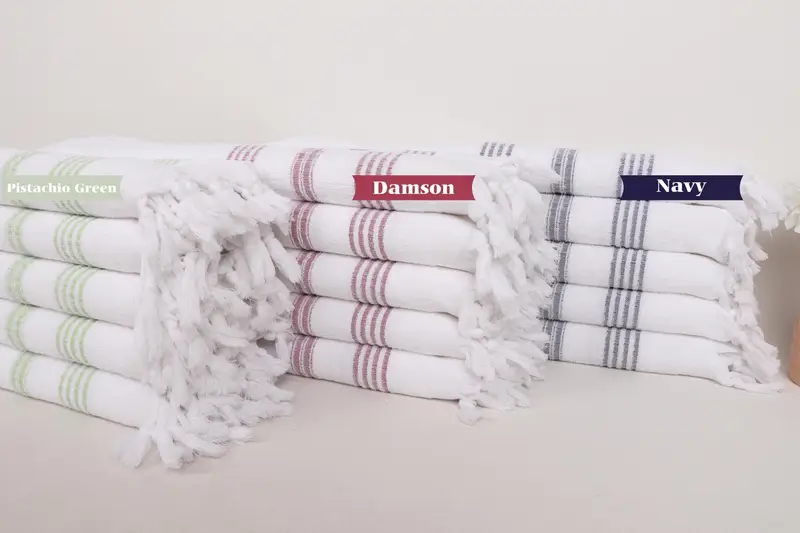 Bridal Party Gifts, Personalized Gifts, Bulk Order Towel, Personalized Gift, 40x18 Cotton Striped Terry Towel, Monogram Kitchen Towel, Organic Towel - 1