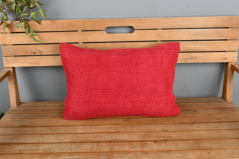 Traditional Pillow Sham, Vintage Kilim Throw Pillow, Cushion, Pillow for Sofa, Knitted Cushion Cover, 16x24 Red Pillow, Throw Kilim Pillow - 6