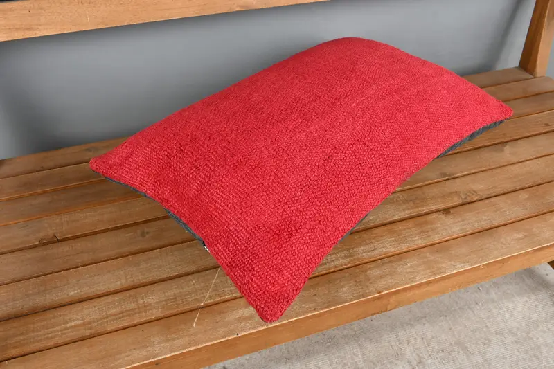 Traditional Pillow Sham, Vintage Kilim Throw Pillow, Cushion, Pillow for Sofa, Knitted Cushion Cover, 16x24 Red Pillow, Throw Kilim Pillow - 2