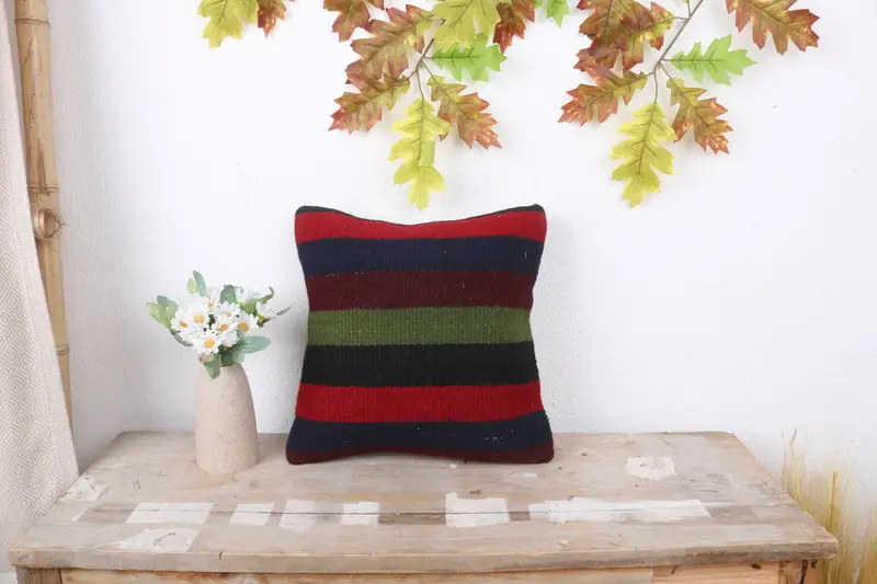 Home Decor Pillow, Vintage Pillow, Pillow for Sofa, Pillow Cover, Outdoor Bolster Pillow Sham, Decorative Pillow Case, 12x12 Red Pillow Case - 1