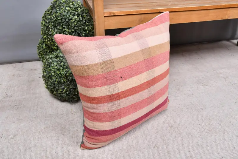 20x20 Pink Cushion Cover, Pillow Case, Handwoven Pillow Cover Cushion Cover, Throw Kilim Pillow, Seat Cushion Cover, Boho Pillow, Turkish Pillow - 7