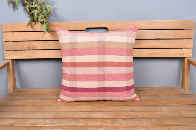 20x20 Pink Cushion Cover, Pillow Case, Handwoven Pillow Cover Cushion Cover, Throw Kilim Pillow, Seat Cushion Cover, Boho Pillow, Turkish Pillow - 6