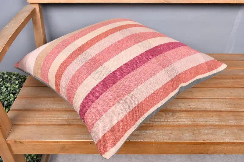 20x20 Pink Cushion Cover, Pillow Case, Handwoven Pillow Cover Cushion Cover, Throw Kilim Pillow, Seat Cushion Cover, Boho Pillow, Turkish Pillow - 2