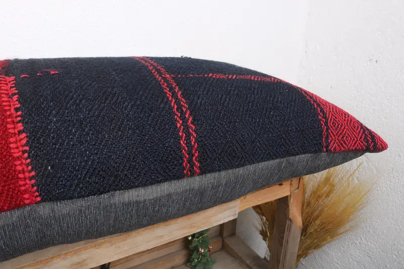 Vintage Kilim Pillow, Pillow for Couch, 16x36 Red Pillow Sham, Gift Pillow, Sofa Pillow, Muted Pillow Sham, Natural Pillow Case, Cushion - 6