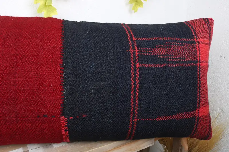 Vintage Kilim Pillow, Pillow for Couch, 16x36 Red Pillow Sham, Gift Pillow, Sofa Pillow, Muted Pillow Sham, Natural Pillow Case, Cushion - 5