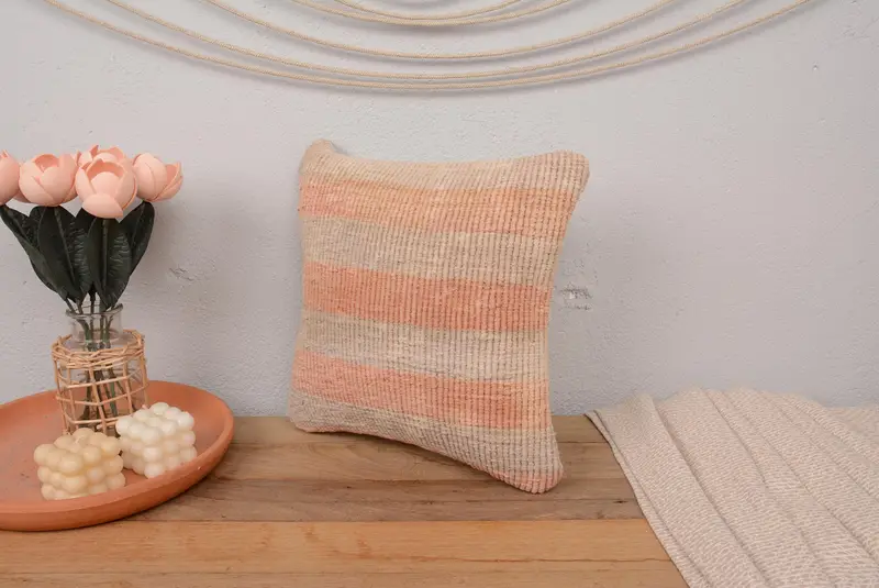 Pillow Cover, Kilim Pillow, Customized Pillow Cover, Bench Cushion, Interior Designer Pillow, 14x14 Orange Cushion Case, Vintage Kilim Throw Pillow - 4