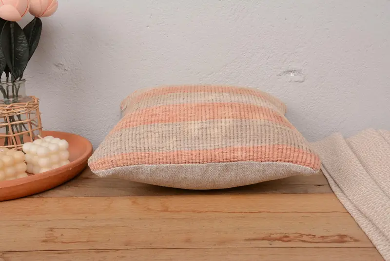 Pillow Cover, Kilim Pillow, Customized Pillow Cover, Bench Cushion, Interior Designer Pillow, 14x14 Orange Cushion Case, Vintage Kilim Throw Pillow - 5