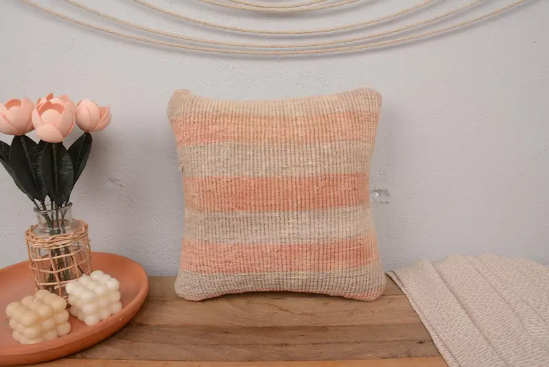 Pillow Cover, Kilim Pillow, Customized Pillow Cover, Bench Cushion, Interior Designer Pillow, 14x14 Orange Cushion Case, Vintage Kilim Throw Pillow - 2