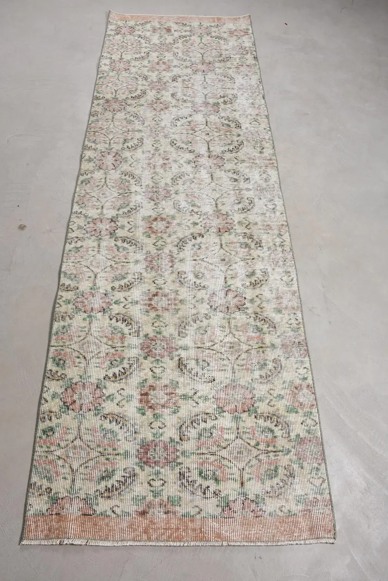 Oushak-Teppich, 2,8 x 9 Fuß türkischer Teppich, grüne Teppichwolle - 1