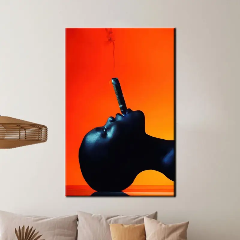 Modern Black Woman with Cigarette - Elegant Printed Canvas Art