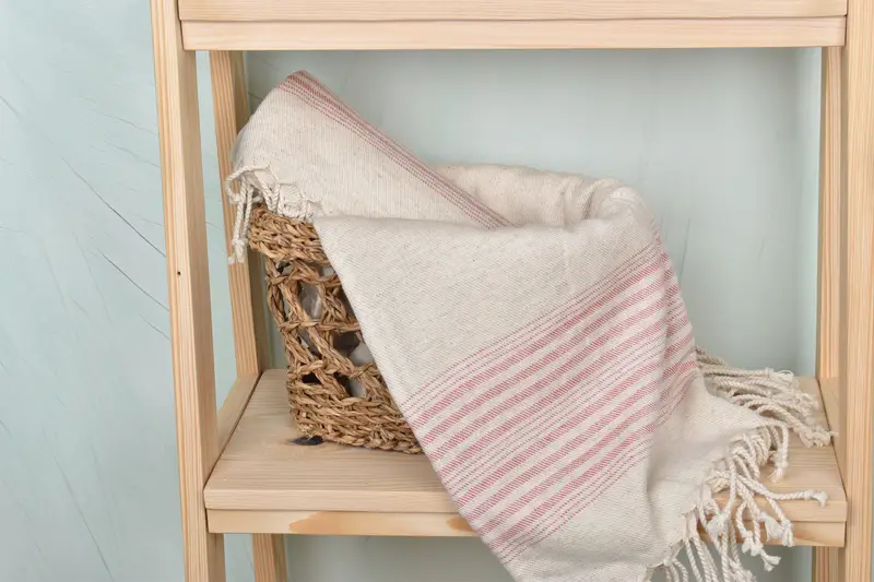 68x40 Linen Striped Towel, Large Turkish Towel, Organic Cotton Towel, Embroidered Turkish Towel, Custom Gifts, Turkish hand towel, Custom Gift - 4