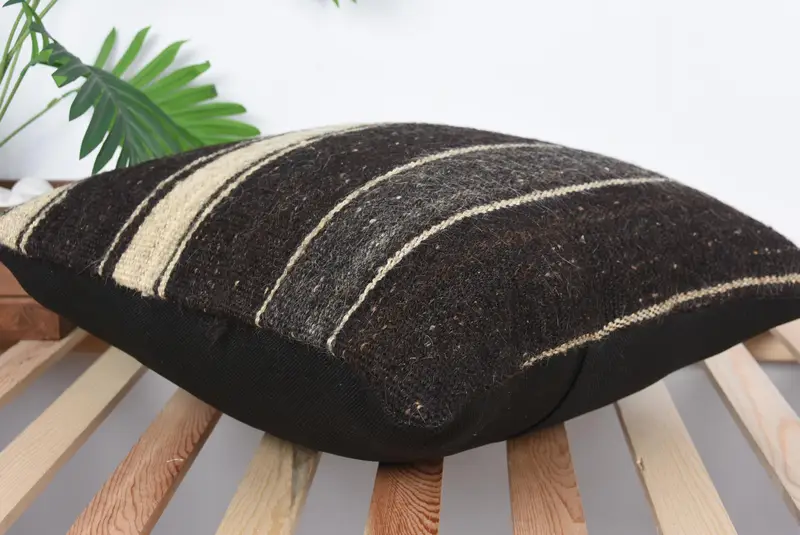 Vintage Pillow, Car Pillow Cover, Throw Kilim Pillow, Pillow, Rustic Pillow, Kilim Pillow Cover, Ikat Pillow Sham, 20x20 Brown Pillow Case - 6