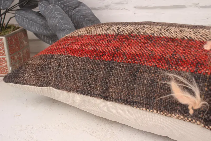 12x36 Red Pillow Cover, Vintage Kilim Pillow, Turkish Kilim Pillow, Outdoor Bolster Cushion Cover, Interior Designer Pillow, Pillow Sham - 6