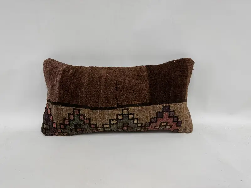 Pillow Sham, Meditation Cushion, 12x24 Brown Pillow Sham, Aztec Pillow Cover, Pillow for Couch, Home Decor Pillow, Throw Kilim Pillow - 1