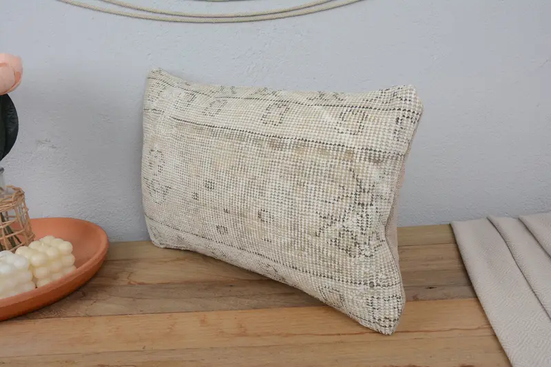 Türk Yastığı, 12x20 Bej Yastık Örtüsü, Kanepe Yastığı, Bir Kibar Yastık Örtüsü, Yastık Kılıfı, Antik Yastıklar, Ev Dekoru Yastığı - 4
