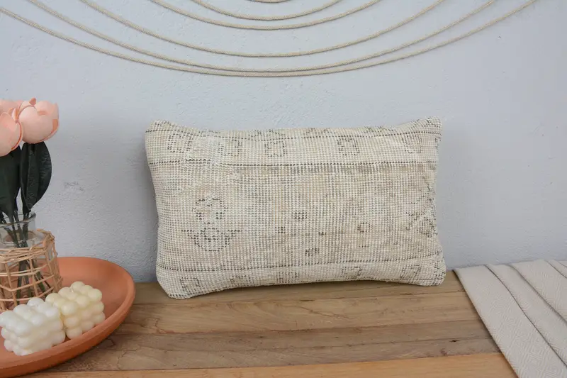 Türk Yastığı, 12x20 Bej Yastık Örtüsü, Kanepe Yastığı, Bir Kibar Yastık Örtüsü, Yastık Kılıfı, Antik Yastıklar, Ev Dekoru Yastığı - 2