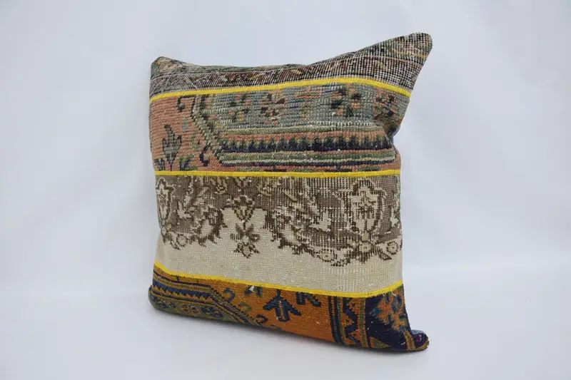Pillow for Couch, Pattern Throw Pillow Cover, Turkish Pillow, Throw Kilim Pillow, Lounge Throw Pillow Cover, 28x28 Beige Pillow Cover, Cushion Cover - 4