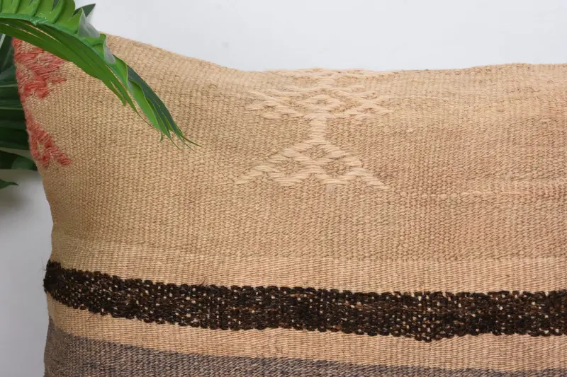 Pillow Sham, Sustainable Pillow Cover, Kilim Pillow, Kilim Cushion Sham, Ethnic Pillow Cover Cushion, Interior Designer Pillow, 16x24 Beige Pillow - 2