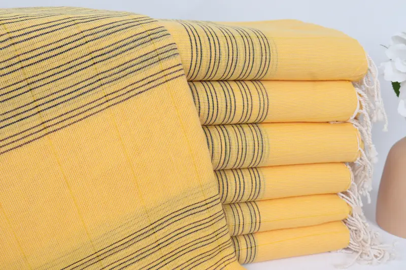 Gift For The Home Mustard-Black Cotton Towel, 40x71 Inches
