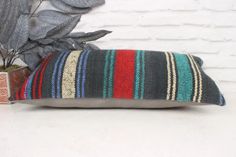 Pillow, 12x24 Green Cushion Cover, Kilim Pillow, Sustainable Cushion, Natural Pillow Cover, Vintage Kilim Pillow, Pillow for Sofa - 5