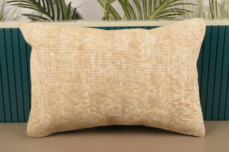 Throw Gift Woven Cushion Cover, DesignerBeige 40x60 cm Wool Cushion Case - 1