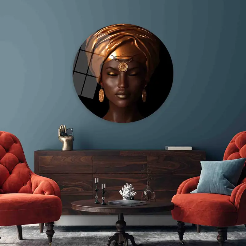 エレガントなキャンバス アート: 黒人女性の美しさを讃える