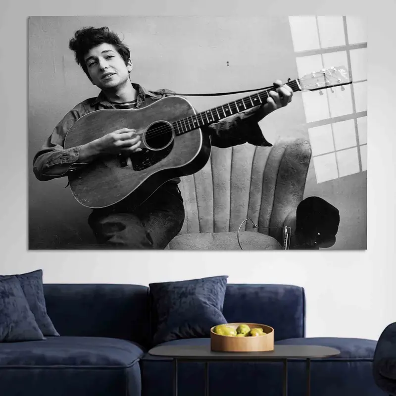 Bob Dylan Musical Canvas: Trendige Schwarz-Weiß-Druckkunst
