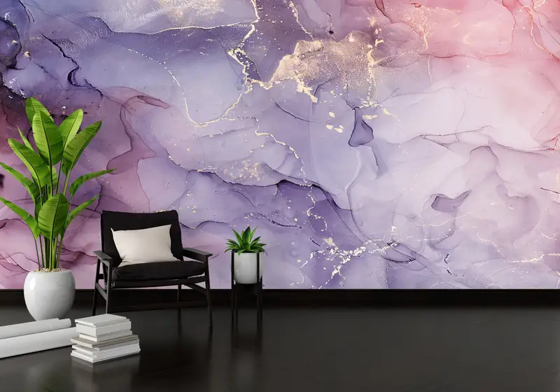 Sofistike Dekor için Zarif Baskılı Lüks Mermer Duvar Kağıdı