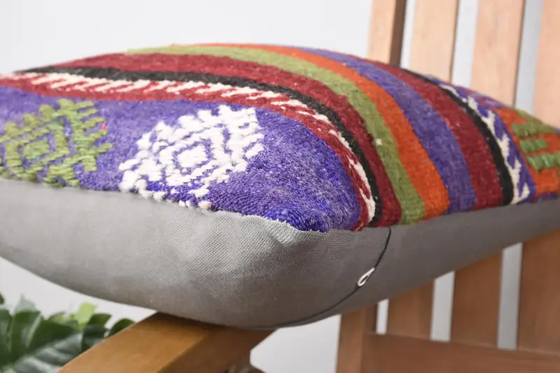Colorful Cushion Case, Wool Kilim Pillow Pillow Case, Boho Pillow, Turkish Pillow, Pillow Cover, 16x16 Green Cushion Cover, Home Decor Pillow - 6