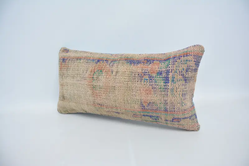 Living Room Throw Cushion Case, Neutral Throw Pillow Case, Vintage Pillow, Pillow Case, Kilim Pillow Cover, 12x24 Beige Pillow Case, Boho Pillow - 4