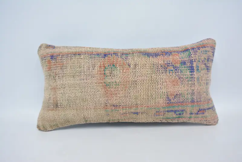 Living Room Throw Cushion Case, Neutral Throw Pillow Case, Vintage Pillow, Pillow Case, Kilim Pillow Cover, 12x24 Beige Pillow Case, Boho Pillow - 1