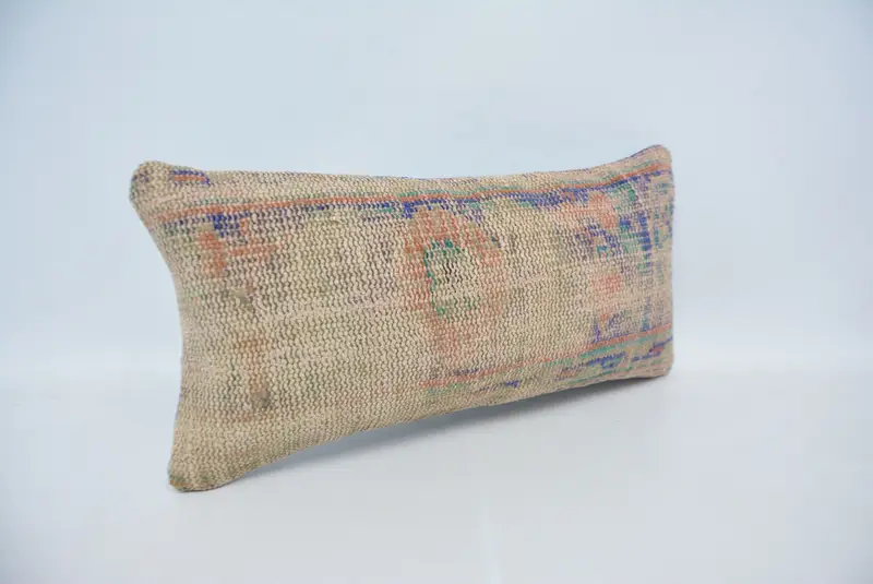 Living Room Throw Cushion Case, Neutral Throw Pillow Case, Vintage Pillow, Pillow Case, Kilim Pillow Cover, 12x24 Beige Pillow Case, Boho Pillow - 3