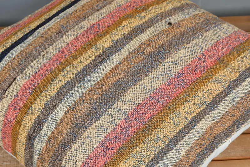 Antique Pillows, Pillow Cover, Seat Cushion Cover, Handmade Kilim Cushion, 24x24 Pink Pillow Sham, Ethnical Kilim Rug Pillow - 3