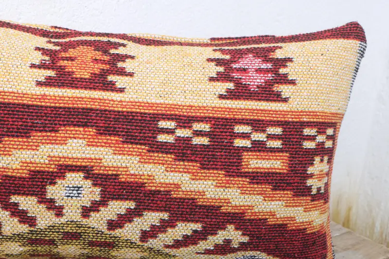 12x24 Red Pillow Case, Handmade Kilim Cushion, Tapestry Cushion, Cushion Case, Vintage Pillow, Kilim Cushion Sham, Yoga Pillow Case - 5