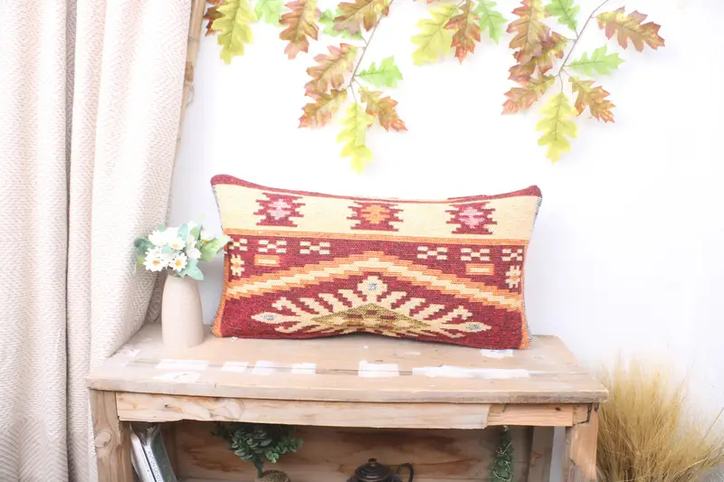 12x24 Red Pillow Case, Handmade Kilim Cushion, Tapestry Cushion, Cushion Case, Vintage Pillow, Kilim Cushion Sham, Yoga Pillow Case - 1