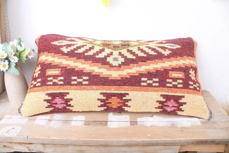 12x24 Red Pillow Case, Handmade Kilim Cushion, Tapestry Cushion, Cushion Case, Vintage Pillow, Kilim Cushion Sham, Yoga Pillow Case - 7