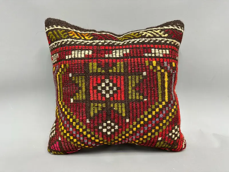 Indoor Pillow Sham, Bolster Throw Pillow Sham, 18x18 Red Pillow Case, Turkish Pillow, Gift Pillow, Interior Designer Pillow, Pillow - 4