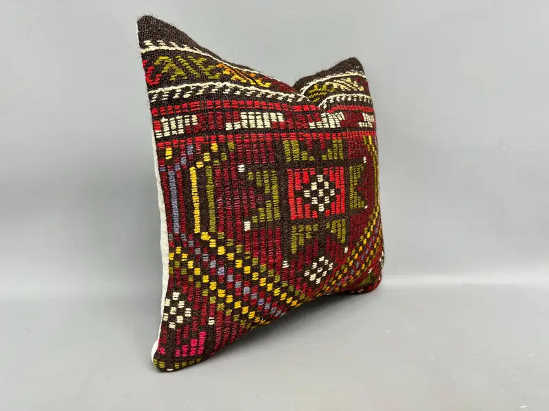 Indoor Pillow Sham, Bolster Throw Pillow Sham, 18x18 Red Pillow Case, Turkish Pillow, Gift Pillow, Interior Designer Pillow, Pillow - 2