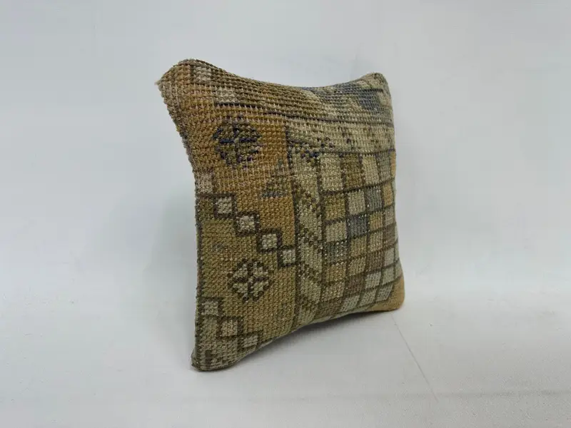 Pillow Case, Vintage Pillow Cover, Gift Pillow, Cozy Throw Pillow Sham, 12x12 Beige Cushion, Muted Pillow, Kilim Cushion Sham, Vintage Pillow - 3