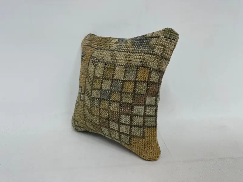 Pillow Case, Vintage Pillow Cover, Gift Pillow, Cozy Throw Pillow Sham, 12x12 Beige Cushion, Muted Pillow, Kilim Cushion Sham, Vintage Pillow - 4