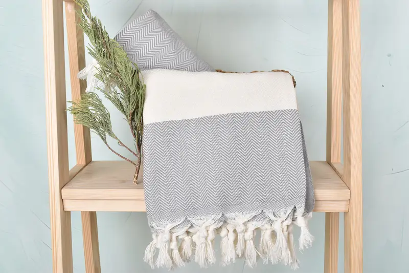 Wedding Day Gift For Bride, Best Friend Wedding Gift, Bridesmaid Gifts, Turkish bath towel, 70x40 Cotton Herringbone Towel, Turkish beach towel - 4