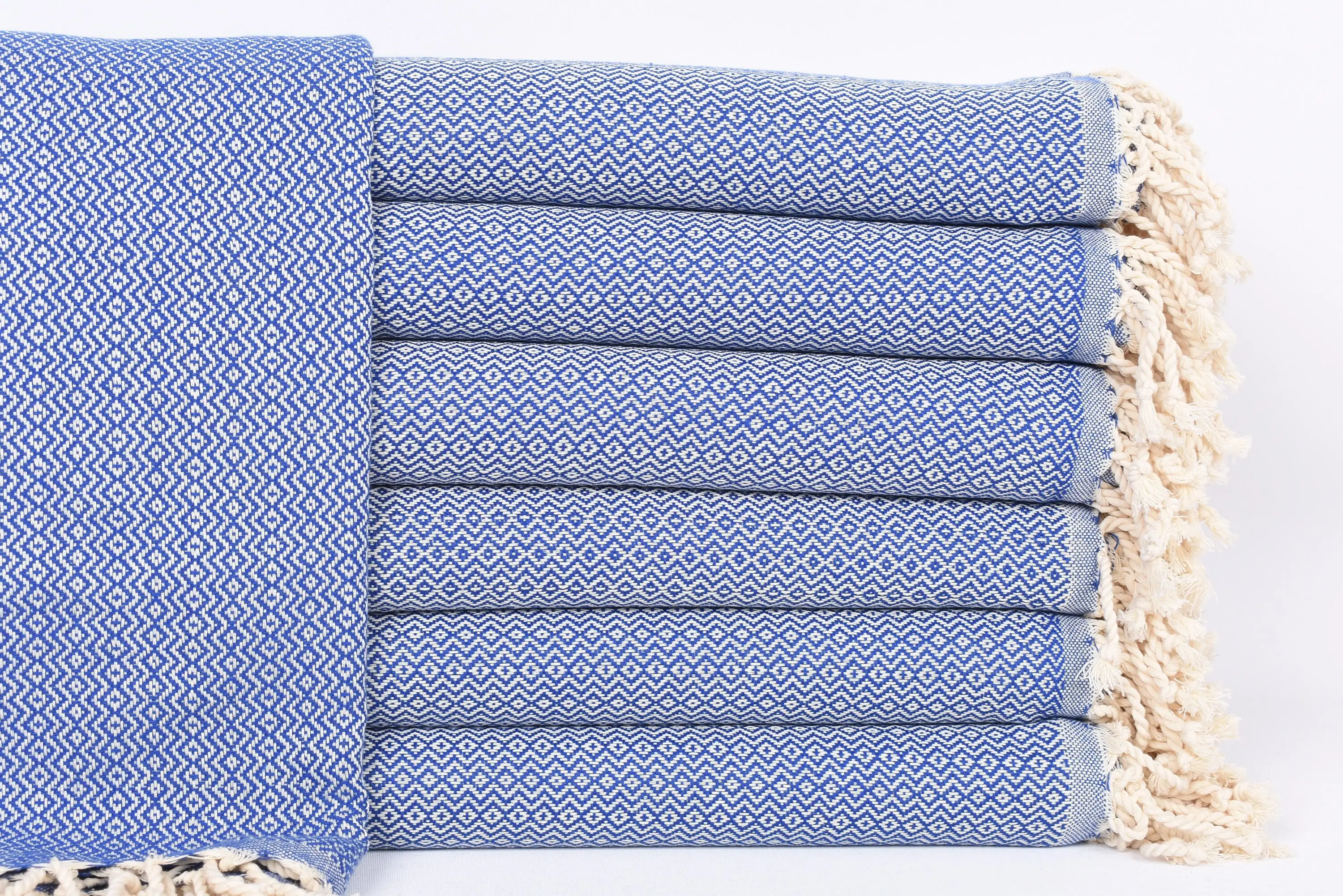 Sax Blue Diamond Towel Organic Cotton Beach Towel, Rustic Bath Towel, 70x40 Inches - 1